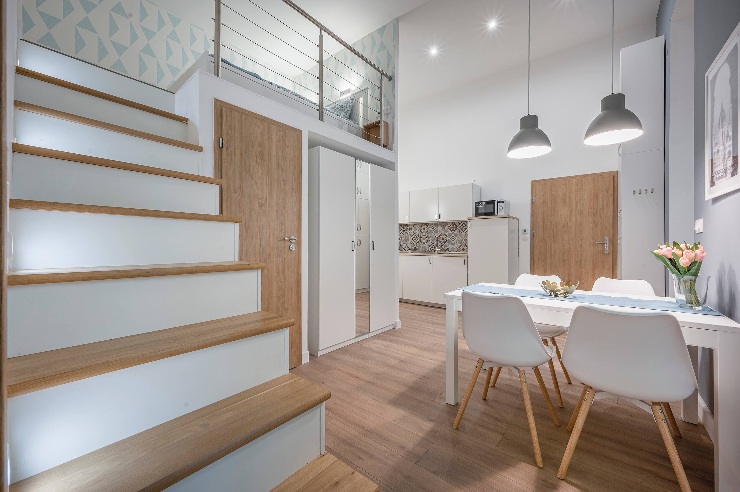 Stairs and dining area